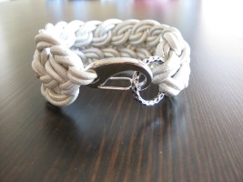 Echt Lederarmband mini Surf Snap, perlmutt metallic, Achterknoten